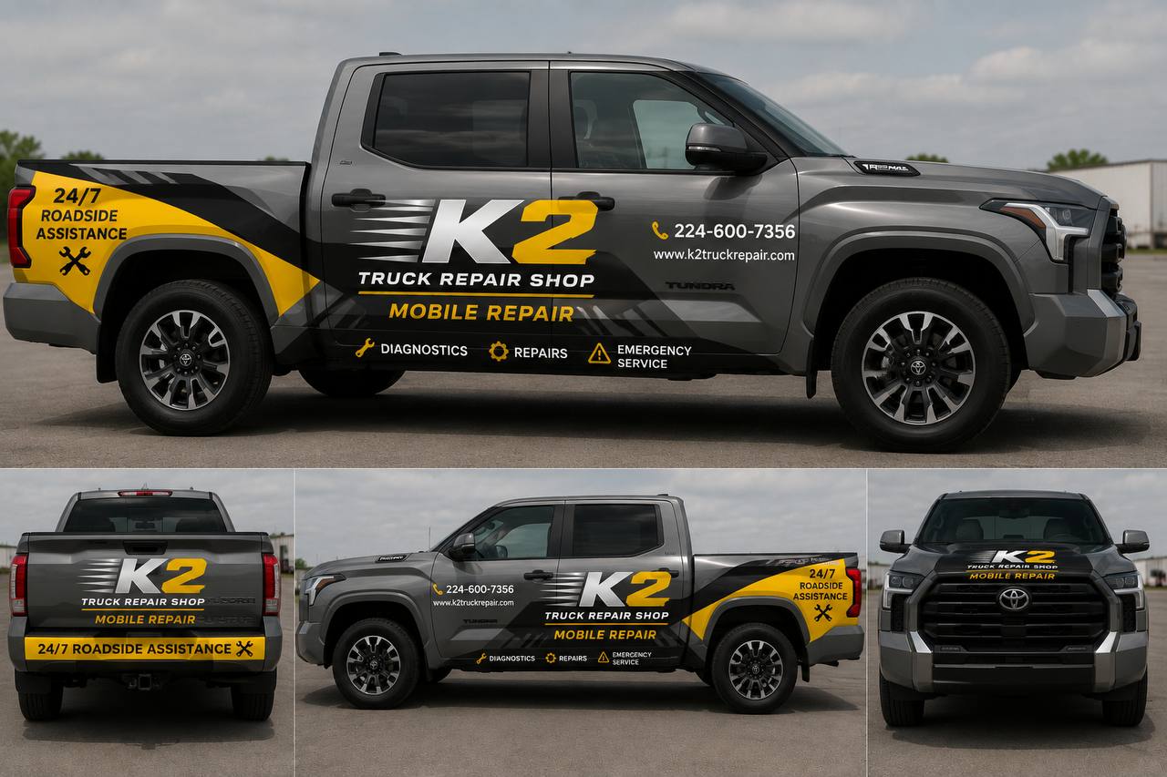 K2 mobile repair truck wrap
